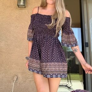 Q Navy Aztec Off the shoulder romper, size S